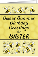 Happy Summertime Birthday to Sister- Bees and Honeycomb design card