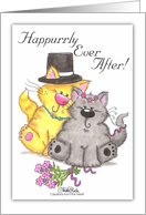 Happurrly Ever After Happy Anniversary Cat Groom and Bride card