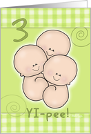Announcement of Triplets-Two Babies on Lime Green card