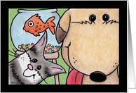 Happy Birthday Pet Sitter Dog Cat and Fish card