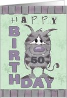 50th Birthday-Monster with Number Fifty card