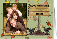 Happy Thanksgiving Customizable Photo Card- Crows and Sign-Fall Scene card