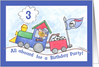 Monkey Train-3rd Birthday Invitation card