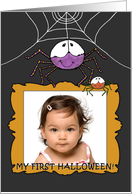 My 1st Halloween Customizable Photo Card Spider Holding Picture Frame card