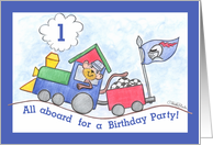 Monkey Train 1st Birthday Invitation card