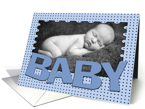 Baby Birth Announcement for Boy Customizable Photo Card Blue card