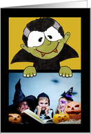 Vampire with Candy Corn Fangs Halloween Customizable Photo Card