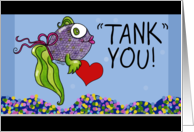 Thank You Fish with Heart in Fish Tank Tank You card