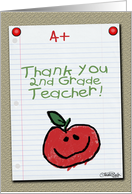 Thank You for 2nd Grade Teacher-A+ Notebook Paper card
