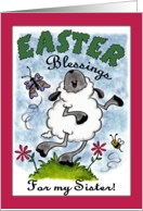 Happy Easter Blessings for Sister Dancing Lamb card