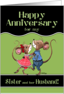 Happy Anniversary to Sister and her Husband Two Dancing Mice card