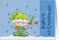 Baby’s First Christmas Baby Elf in the Snow card