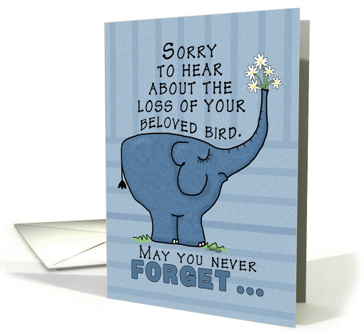Pet Loss Sympathy for Bird-Elephant with Flowers card (918643)