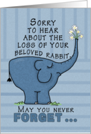 Pet Loss Sympathy for Rabbit-Elephant with Flowers card