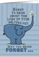 Pet Loss Sympathy-Elephant with Flowers card
