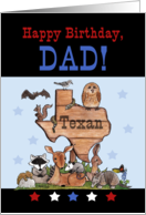 Happy Birthday for Texan Dad-Native Texas Animals card