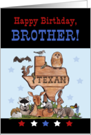 Happy Birthday for Texan Brother Native Texas Animals card