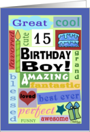 Happy Birthday for 15 year old boy Good Word Subway Art card