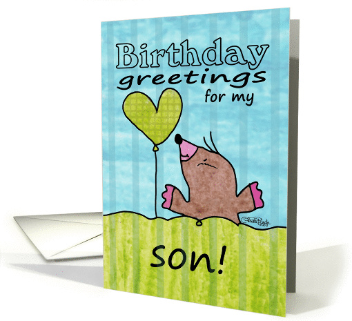 Happy Birthday for Son-Mole with Balloon card (924437)