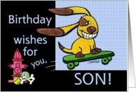 Birthday for Son Skateboarding Dog yEARS Fly By card