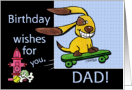 Birthday for Dad Skateboarding Dog yEARS Fly By card