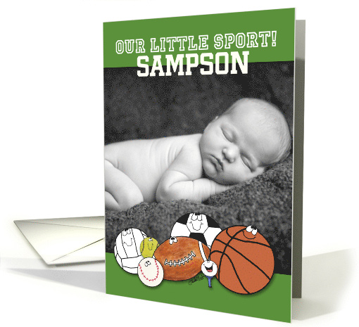Customizable Baby Announcement Add Photo Sports Theme card (939861)