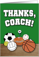 Thanks Coach-Sports Ball Characters card