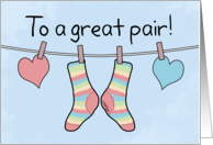 Happy Anniversary to Couple Pair of Socks To a Great Pair card