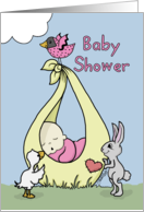 Baby Shower Invitation for Girl Baby Bundle with Animals card