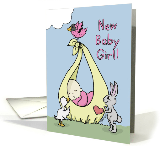 Baby Girl Birth Annoucement Baby Bundle with Animals card (951973)