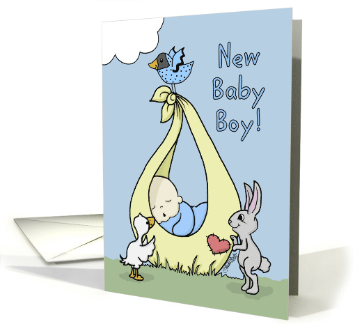 Baby Boy Birth Annoucement Baby Bundle with Animals card (951975)