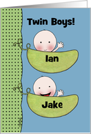 Customizable Congratulations on Twin Boys Peapod Babies for light skin card
