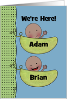 Custom Birth Announcement Twin Boys Peapod Babies for Dark Skin card