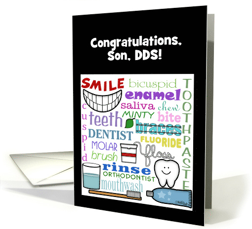 Customizable Congratulations Dentist for Son Dental Terms Art card