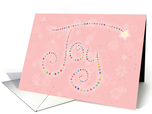 Joy -a pink Christmas card with stars and snowflakes card (1199682)