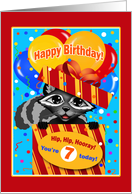 Raccoon Seven Year Old Happy Birthday card