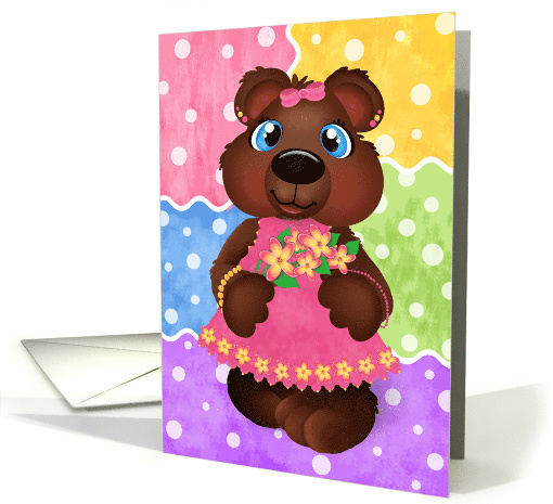 Bear Cub with Flowers Blank Note card (1469306)