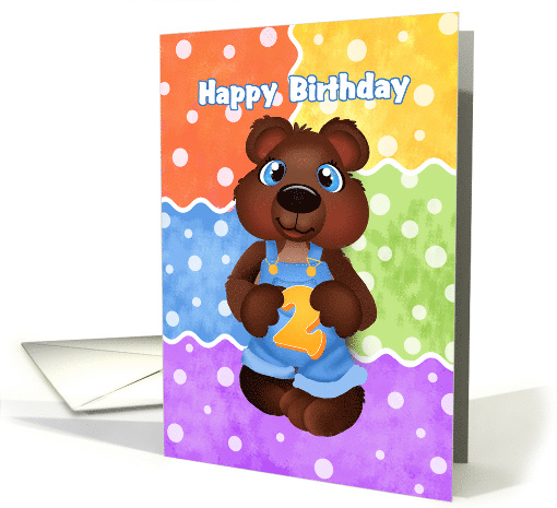 Boy Bear Cub Two Year Old Happy Birthday card (1469444)