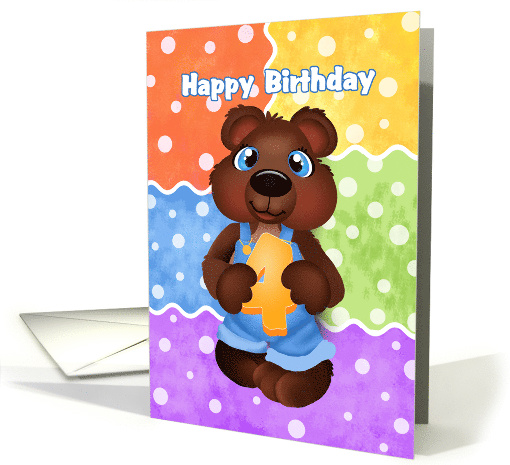 Boy Bear Cub Four Year Old Happy Birthday card (1469448)