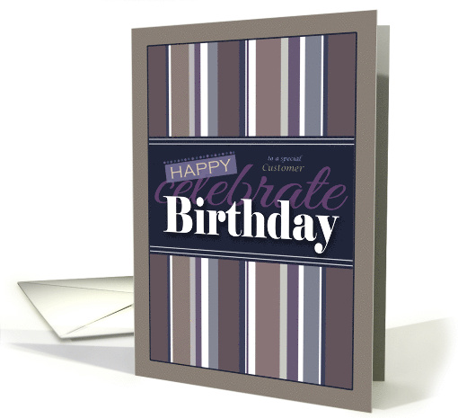 Business Customer Decorative Birthday with Stripes card (1494920)