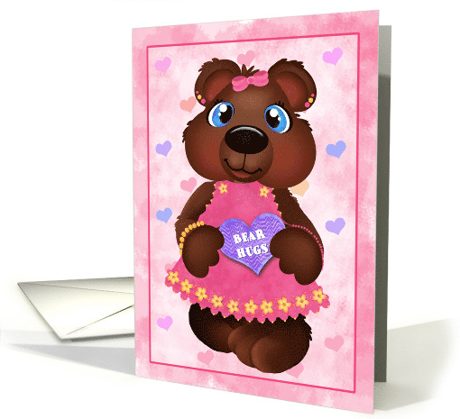 Bear Hugs Girl Bear Valentine card (1507514)