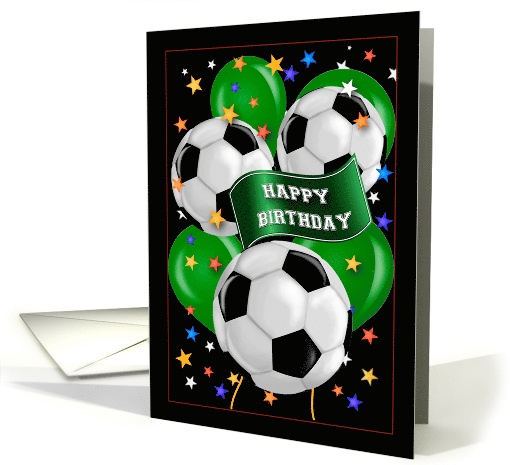 Soccer Ball Futbol Sports Theme Balloon General Birthday card