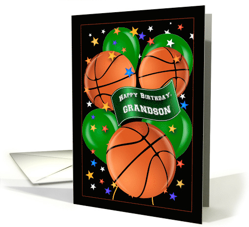 Grandson Basketball Balloon Theme Happy Birthday card (1517968)