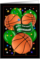Grandson Basketball Balloon Theme Happy Birthday card