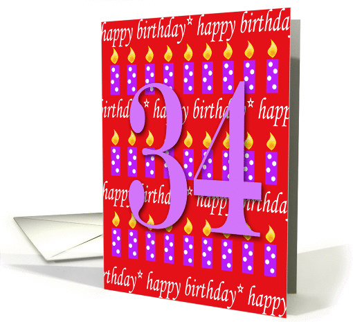 34 Years Old Lit Candle Happy Birthday card (164866)