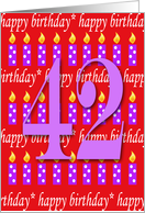 42 Years Old Lit Candle Happy Birthday card