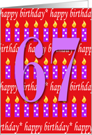 67 years old Lit Candle Happy Birthday card