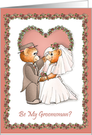 Will You Be My Groomsman Teddy Bear Bride and Groom Invitations card
