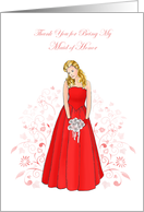 Elegant Red Maid of Honor Thank You Cards