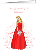 Elegant Red Bridesmaid Thank You Cards